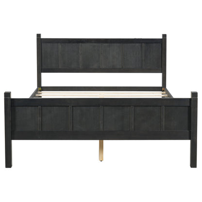Queen Size Flat Panel Bed in dark charcoal wood by HouseOfZazla with slat base on Tampa Home & Garden Store