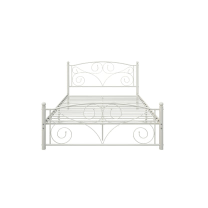 Sturdy Metal Bed Frame With Headboard and Footbed