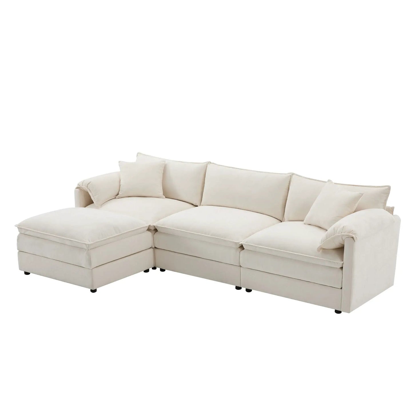 Modular cloud couch sectional cream fabric with movable ottoman by Unique Piece Furniture on Tampa Home & Garden Store