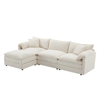 Modular cloud couch sectional cream fabric with movable ottoman by Unique Piece Furniture on Tampa Home & Garden Store