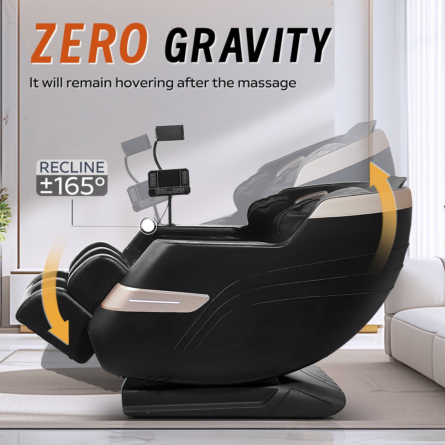 Massage chair recliner by HouseOfZazla with Bluetooth connectivity and speakers in black on Tampa Home & Garden Store