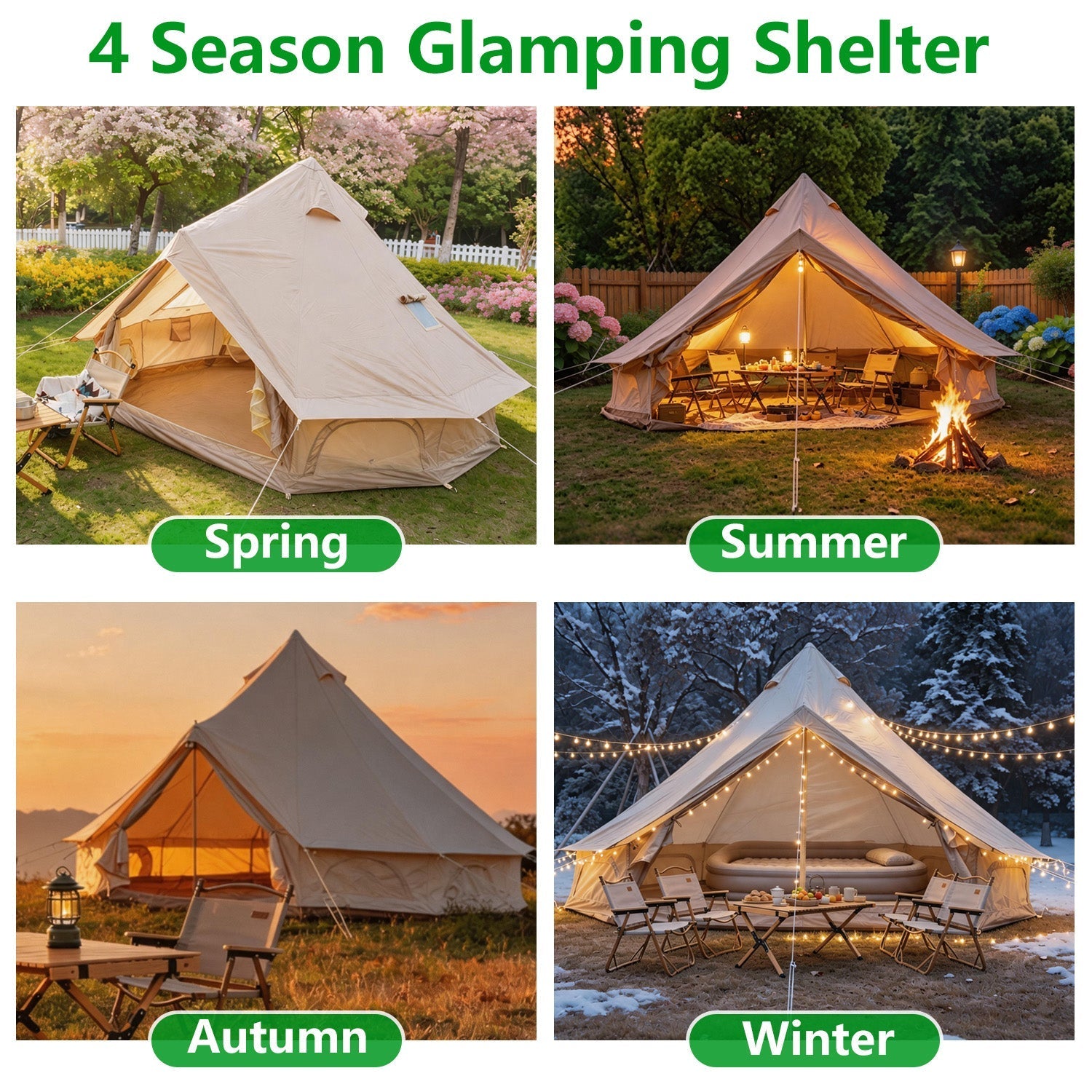Oxford Bell Tent 13.1FT by GemGear for family camping with stove jack, Spring/Summer setups on Tampa Home & Garden Store