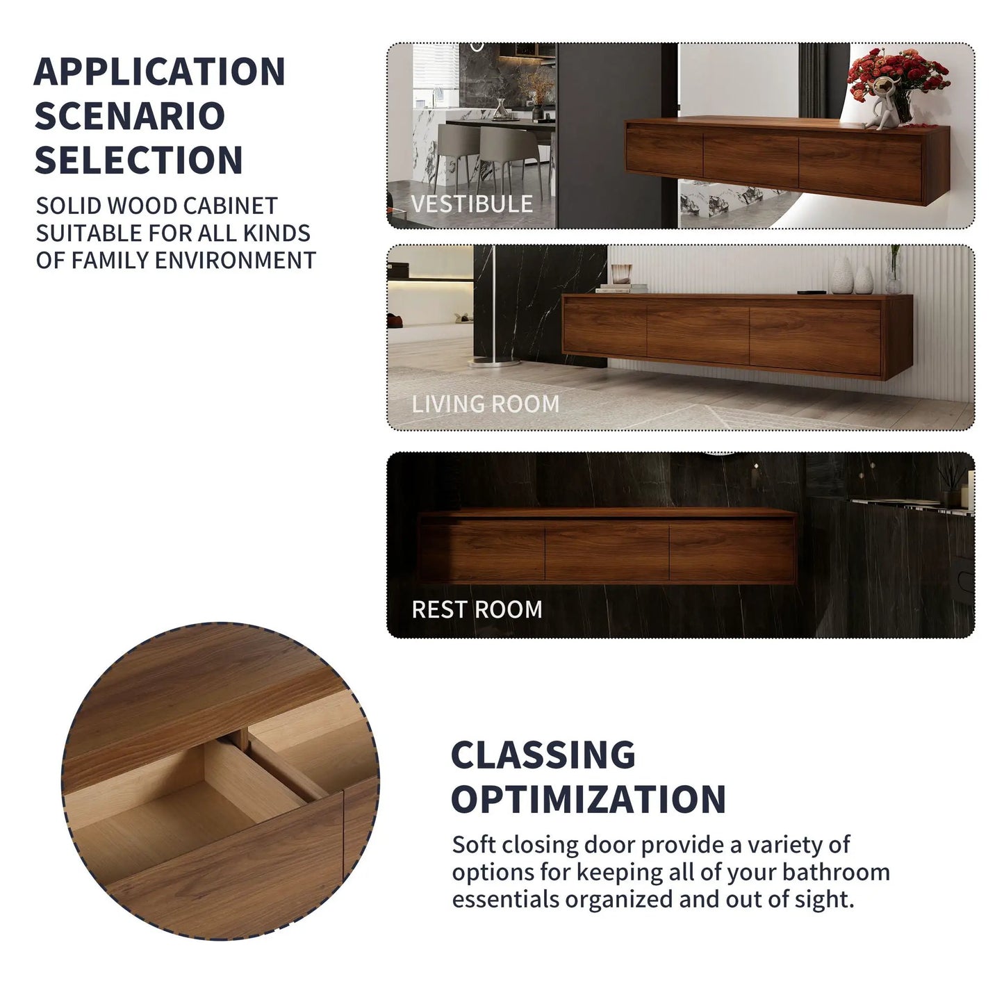 Modern Wall Mounted Vanity Resin Sink Drawer