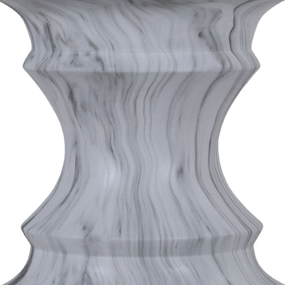 Geometric Faux Marble Round Table and Stand