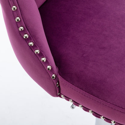 Swivel height barstools set of 2 in purple velvet with silver nailhead trim on Tampa Home & Garden Store