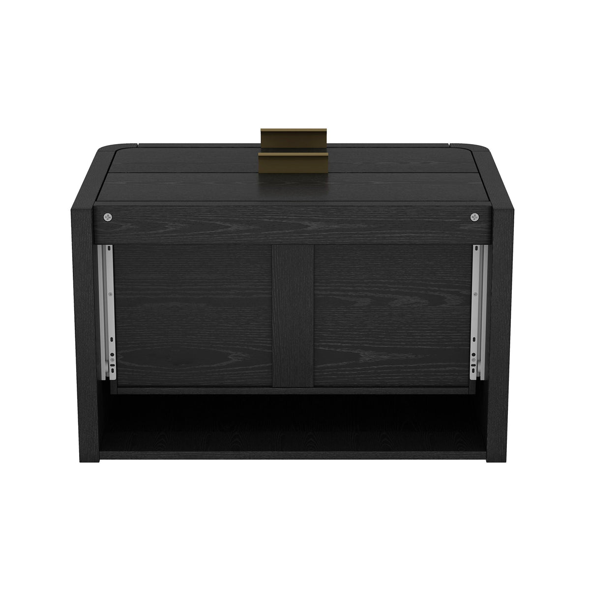 Nightstand, minimalist solid wood, black with gold accent, two-drawer, HouseOfZazla on Tampa Home & Garden Store