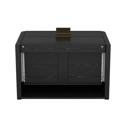 Nightstand, minimalist solid wood, black with gold accent, two-drawer, HouseOfZazla on Tampa Home & Garden Store