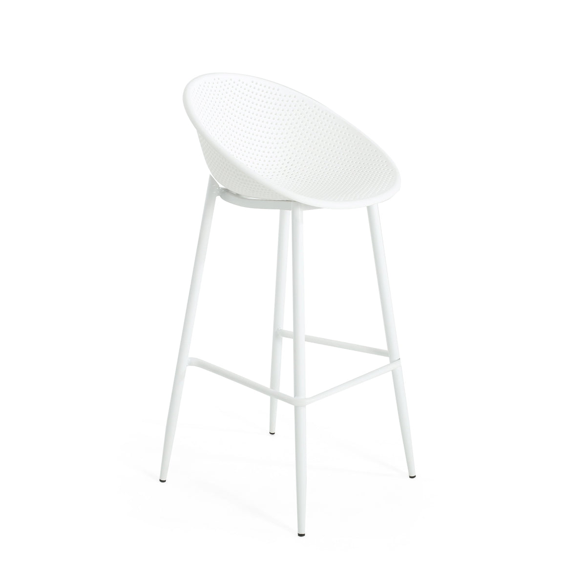 Modern gable outdoor barstools set of 2, white perforated seats on Tampa Home & Garden Store