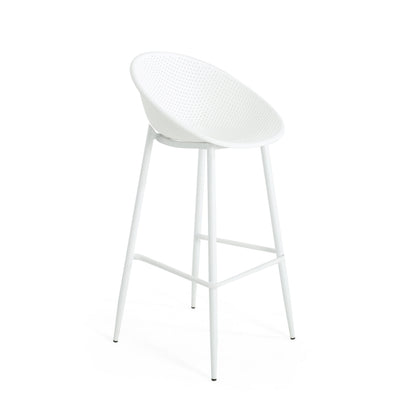 Modern gable outdoor barstools set of 2, white perforated seats on Tampa Home & Garden Store