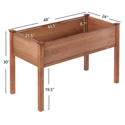 Elevated outdoor wooden raised garden bed planter in natural wood finish on Tampa Home & Garden Store