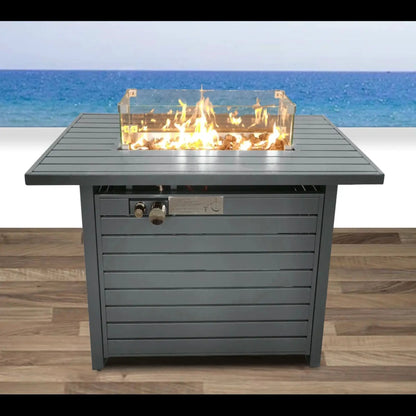Propane Fire Pit Table With Lid and Fuel Options
