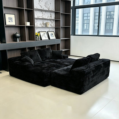 131-Inch Big Size Modular Sectional Oversized Sofa with black velvet upholstery by HouseOfZazla on Tampa Home & Garden Store