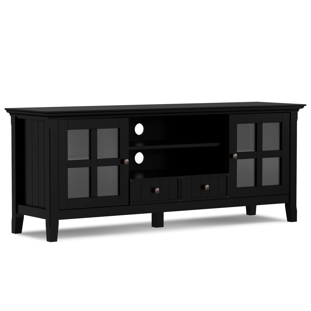 Solid Wood TV Stand with Drawer and Cabinet Storage by HouseOfZazla, black finish on Tampa Home & Garden Store