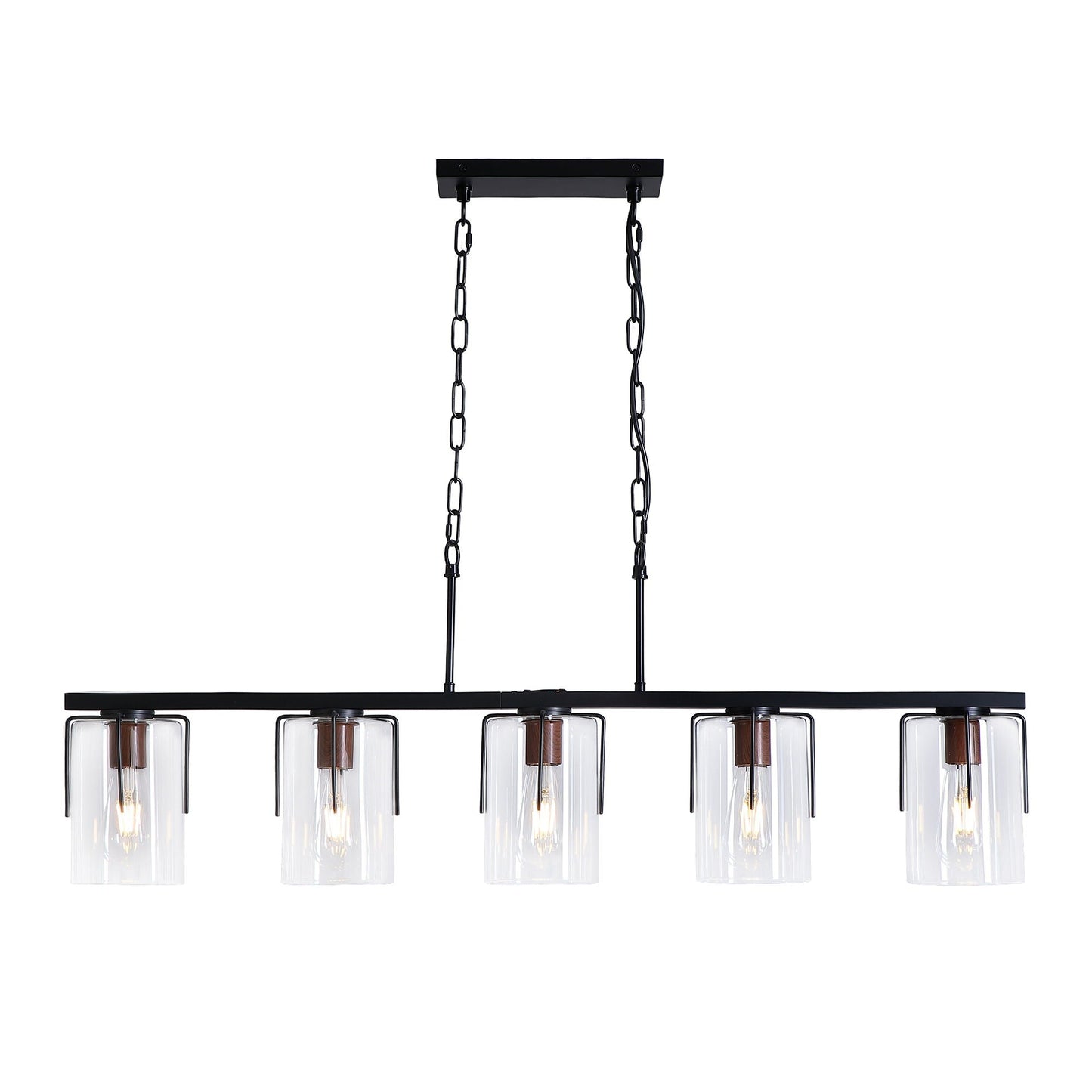 Adjustable Pendant Lighting with Wood Grain