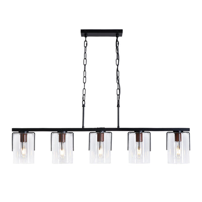 Adjustable Pendant Lighting with Wood Grain