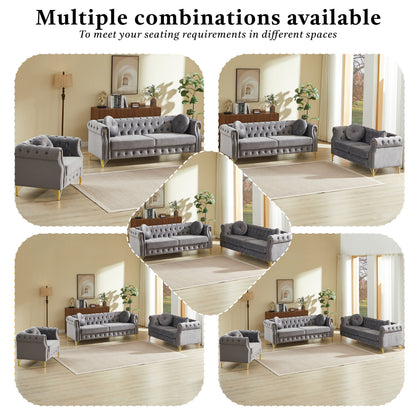 Plush and 82 Inch Velvet Chesterfield Sofa