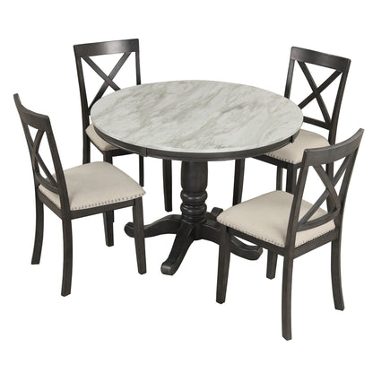 Elegant 5 Pieces Dining Table and 4 Chairs Set