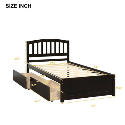 Wood Platform Storage Bed With Two Drawers
