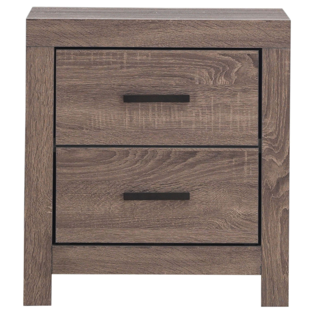 Geary Slatted Headboard Panel 4-Piece Bedroom Set dresser front in brown wood grain on Tampa Home & Garden Store