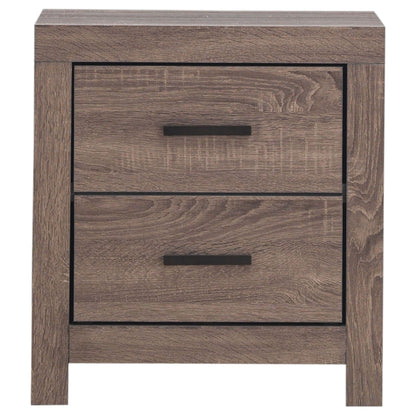 Geary Slatted Headboard Panel 4-Piece Bedroom Set dresser front in brown wood grain on Tampa Home & Garden Store