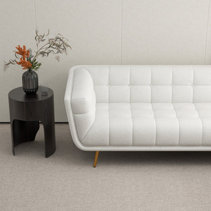 L-shaped tufted sectional sofa in white upholstery, mid-century modern, HouseOfZazla on Tampa Home & Garden Store