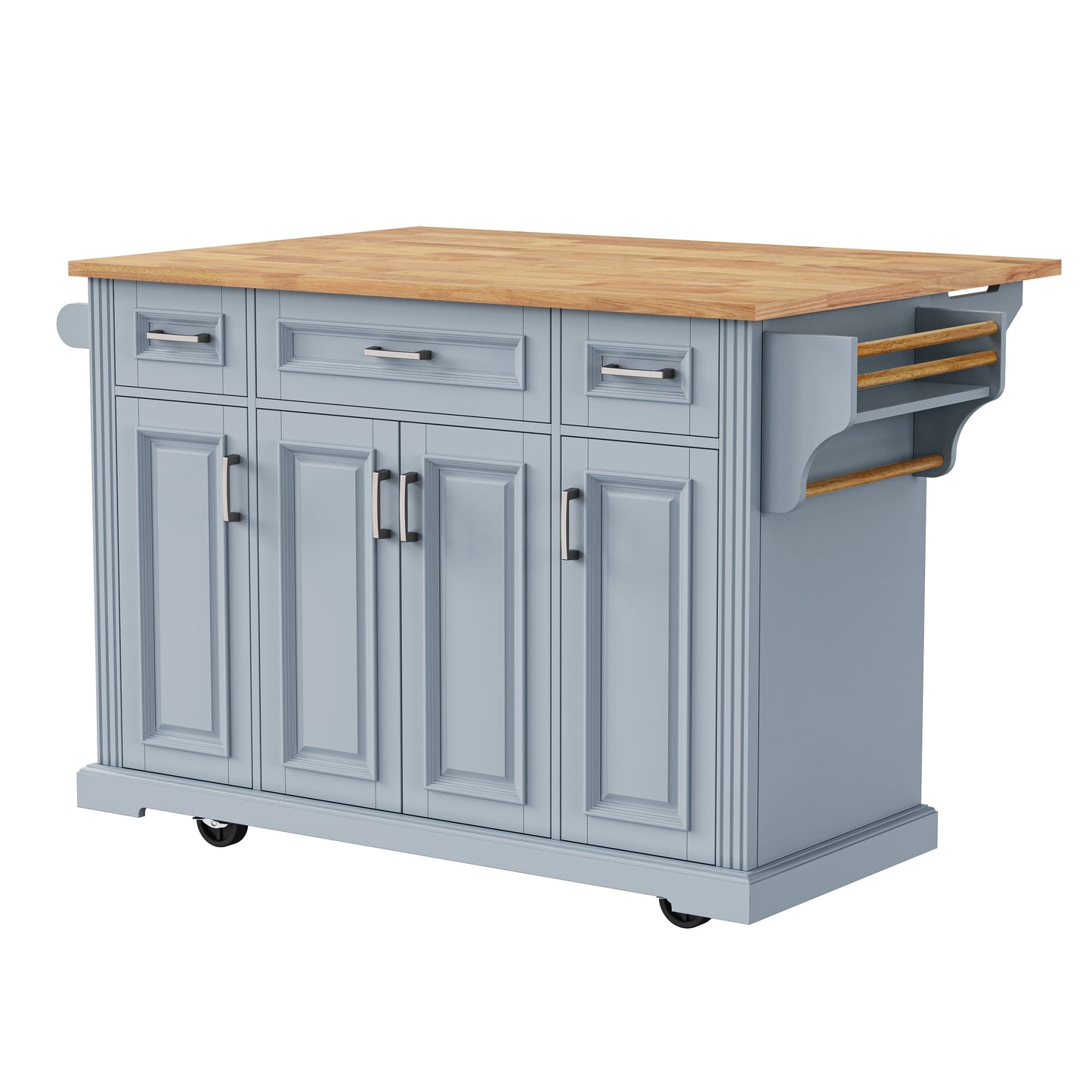 Large Rubber Wood Kitchen Island with Drop Leaf