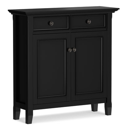 Amherst storage cabinet by HouseOfZazla in black finish; two top drawers and double doors accent cabinet on Tampa Home & Garden Store