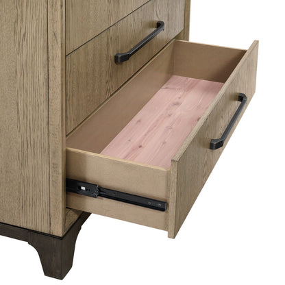 6 Drawer Chest brown wood finish with black metal handles and smooth glides HouseOfZazla on Tampa Home & Garden Store