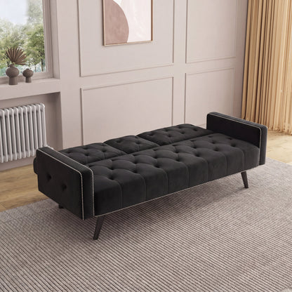 Stylish Velvet Sofa Bed and Nail Head Trim