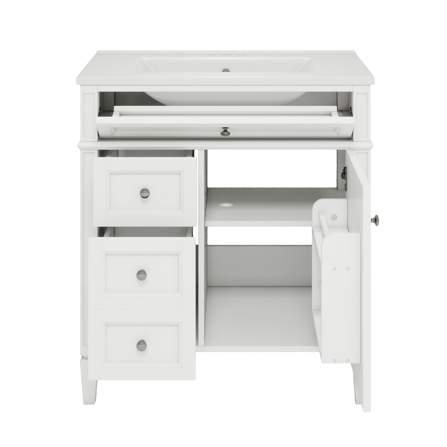 Bathroom vanity with top sink in white, 2 drawers and a tip-out drawer by HouseOfZazla on Tampa Home & Garden Store
