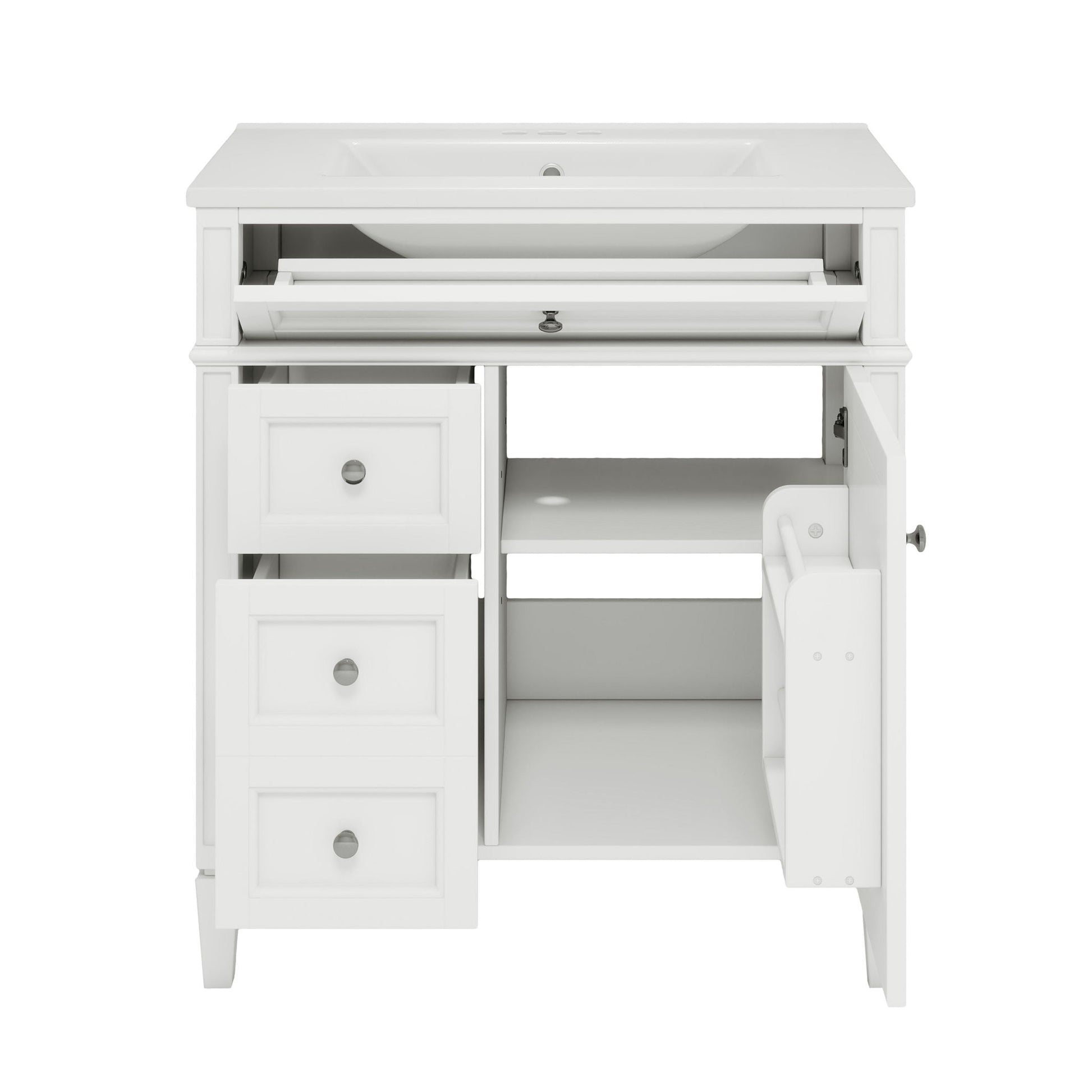Bathroom vanity with top sink in white, 2 drawers and a tip-out drawer by HouseOfZazla on Tampa Home & Garden Store