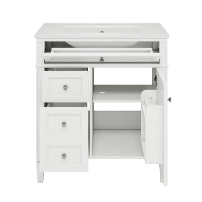 Bathroom vanity with top sink in white, 2 drawers and a tip-out drawer by HouseOfZazla on Tampa Home & Garden Store