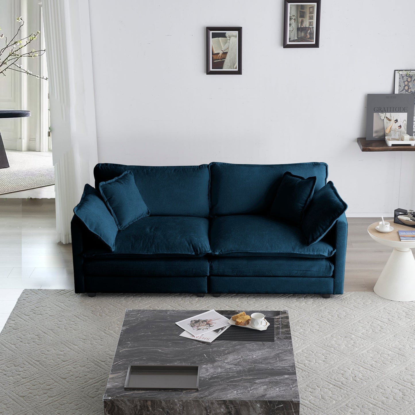 Modern Fabric Loveseat Sofa Couch in deep teal by HouseOfZazla, stationary on Tampa Home & Garden Store