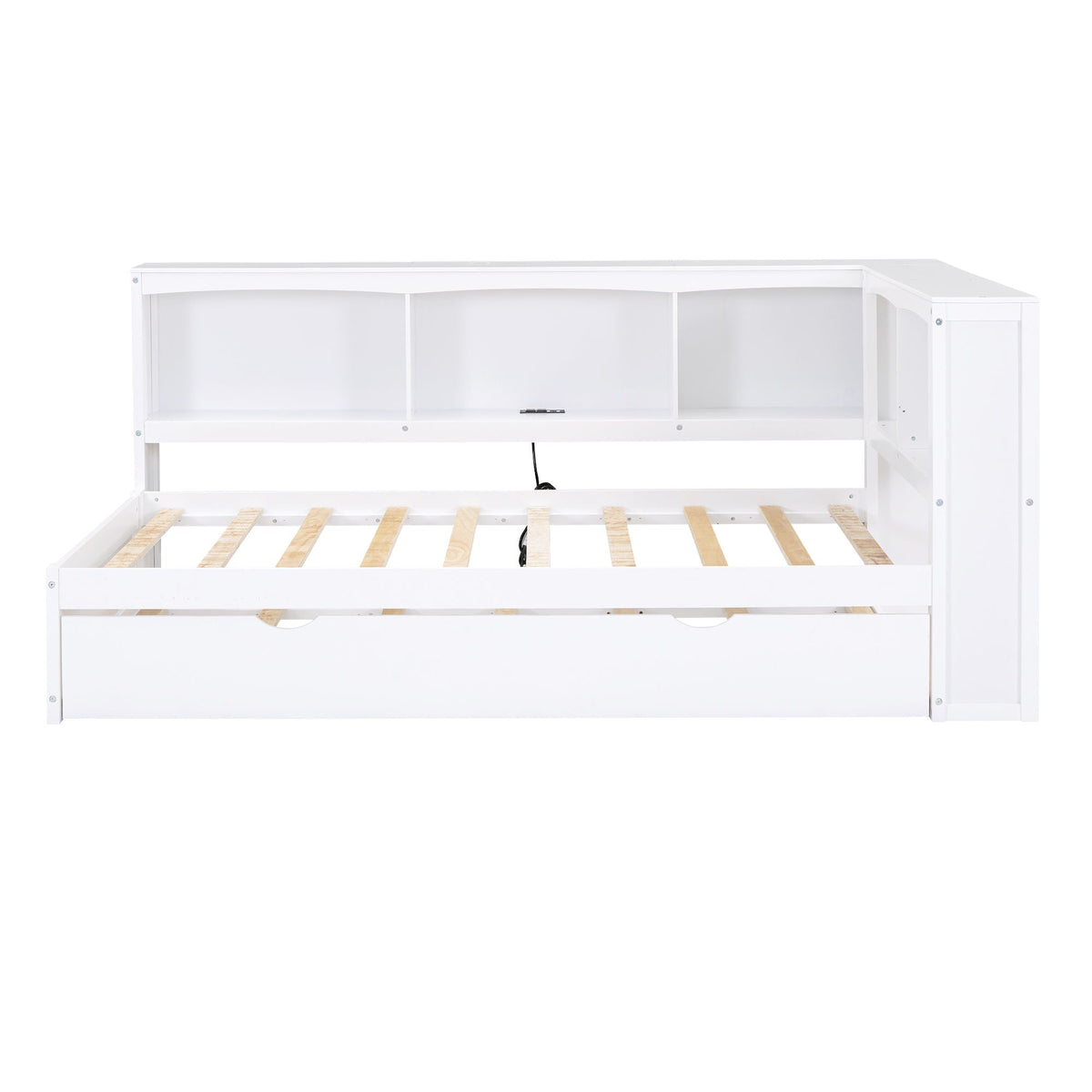 White daybed with trundle, storage cabinets and USB ports by HouseOfZazla, a trundle bed frame on Tampa Home & Garden Store