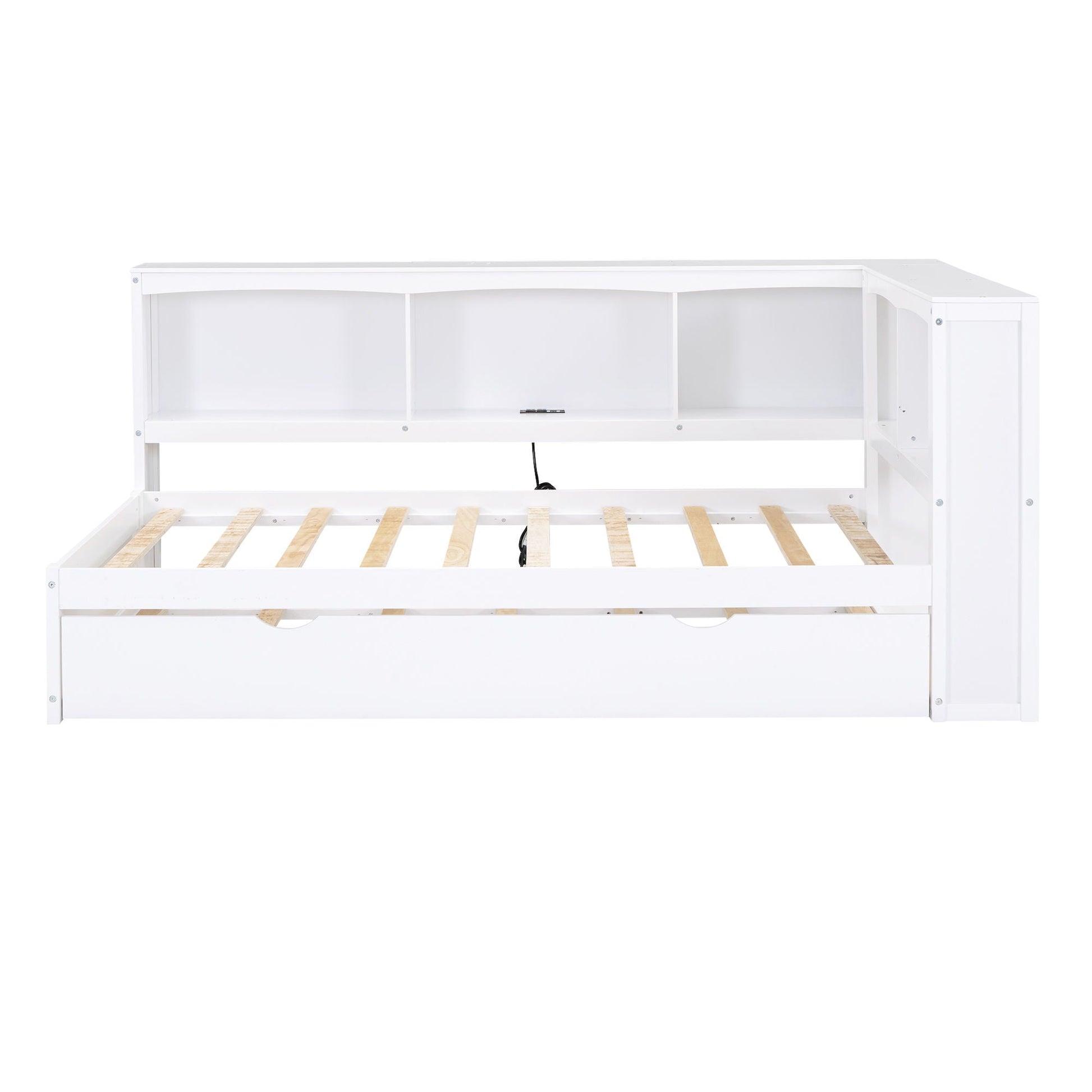 White daybed with trundle, storage cabinets and USB ports by HouseOfZazla, a trundle bed frame on Tampa Home & Garden Store