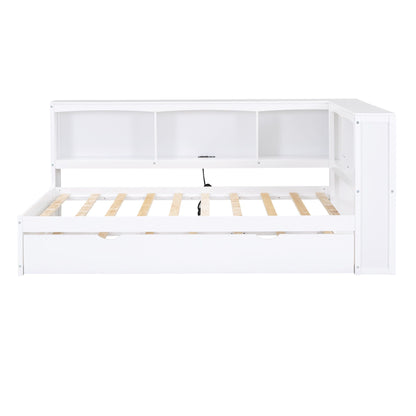 White daybed with trundle, storage cabinets and USB ports by HouseOfZazla, a trundle bed frame on Tampa Home & Garden Store