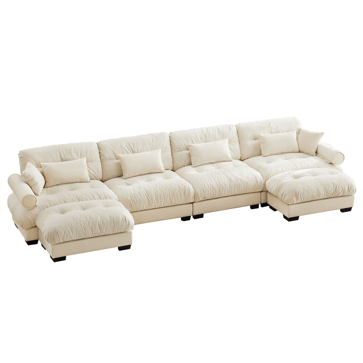 Super Comfort Oversized Modular Sectional Sofa with Movable Ottoman, cream upholstery, 2-piece set on Tampa Home & Garden Store