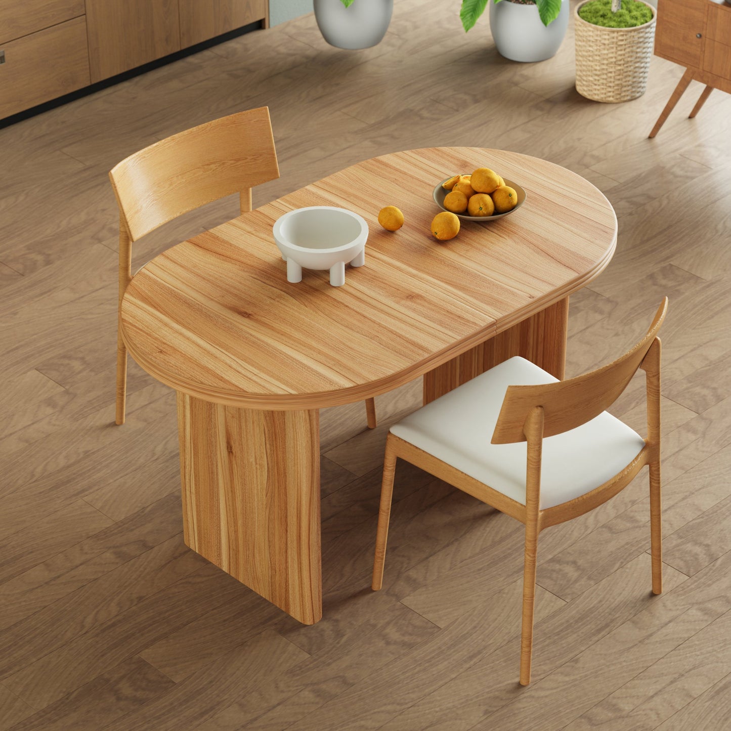 Modern Extendable Dining Table with Removable Extension Leaves in natural wood, HouseOfZazla on Tampa Home & Garden Store