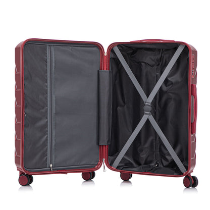 HouseOfZazla 3-Piece Spinner Luggage Set red open with mesh divider and interior cross straps on Tampa Home & Garden Store