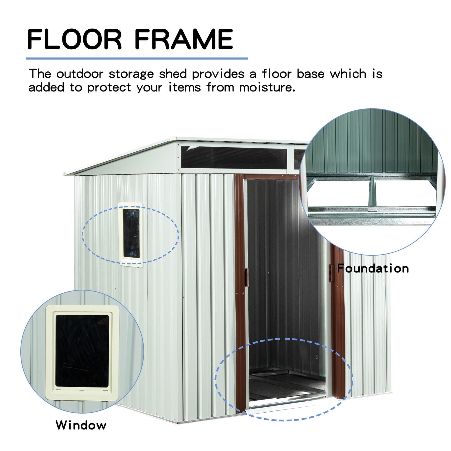 Metal Shed With A Sliding Door And Glass Window