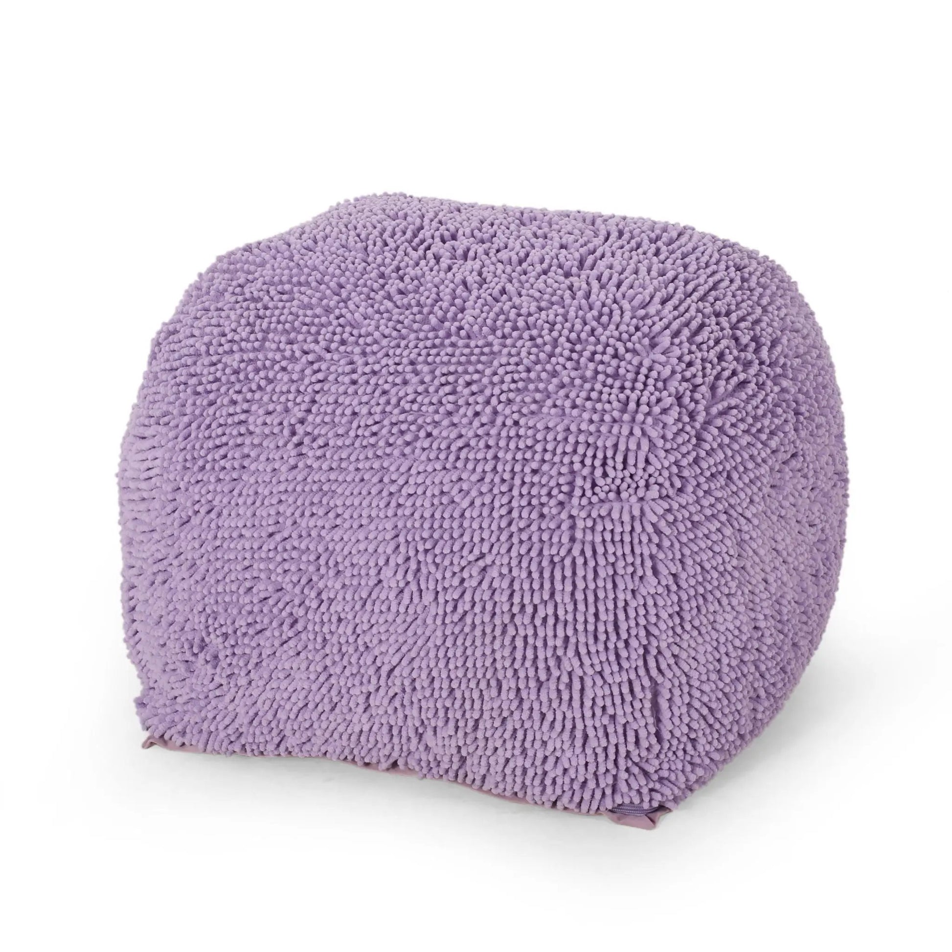 Spongy Square Pouf Soft Seating accent pouf, lavender purple, plush textured nubby surface on Tampa Home & Garden Store