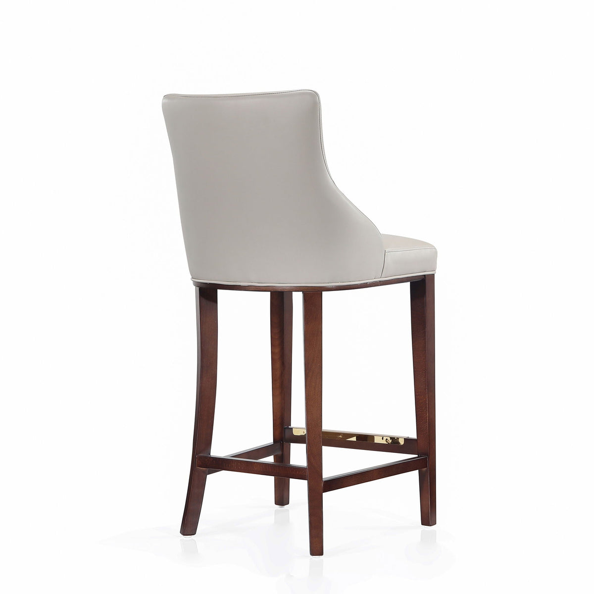 Shubert Barstool, bar height 28–30 in, gray upholstered seat and back, dark wood legs on Tampa Home & Garden Store