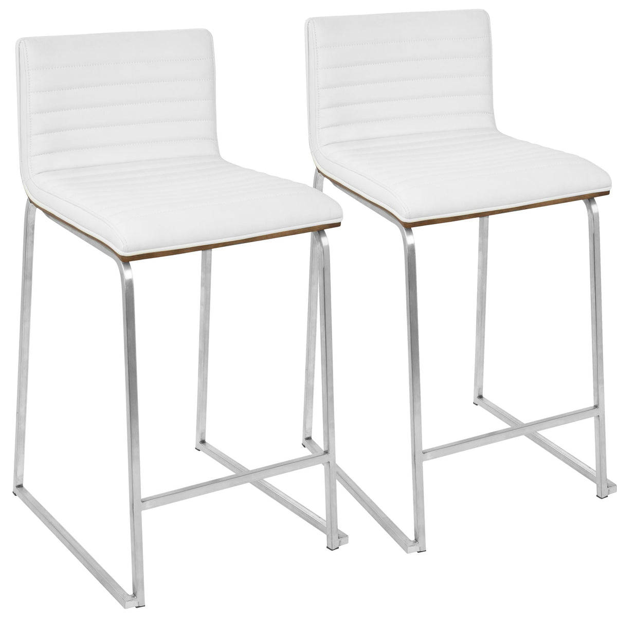Counter stool set of 2 with tufted white upholstery and chrome legs by HouseOfZazla on Tampa Home & Garden Store