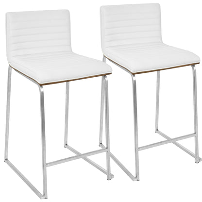 Counter stool set of 2 with tufted white upholstery and chrome legs by HouseOfZazla on Tampa Home & Garden Store