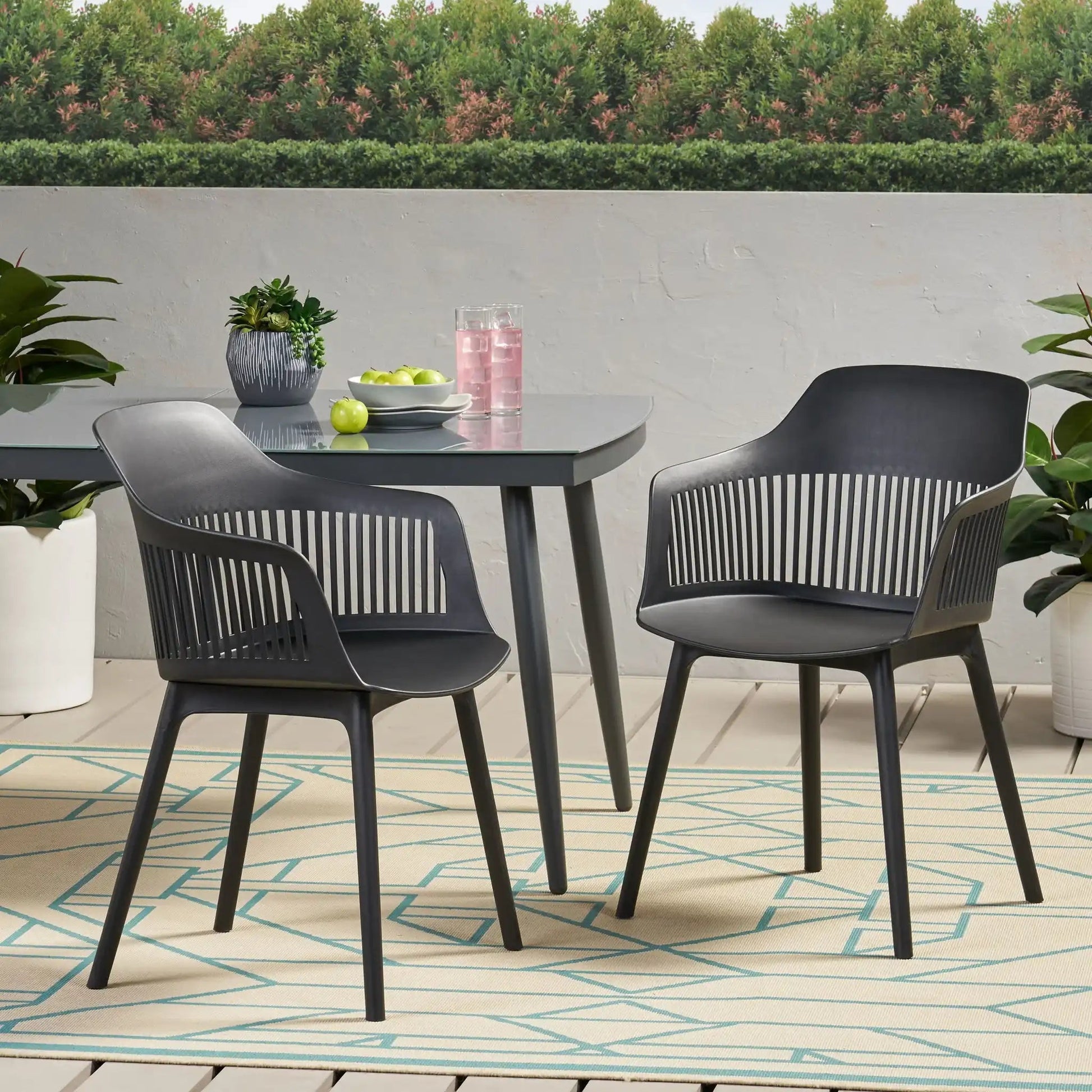 Dahlia chair set of 2 outdoor chairs in dark gray plastic on Tampa Home & Garden Store
