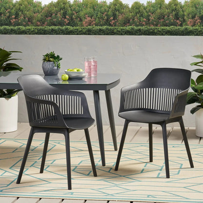 Dahlia chair set of 2 outdoor chairs in dark gray plastic on Tampa Home & Garden Store