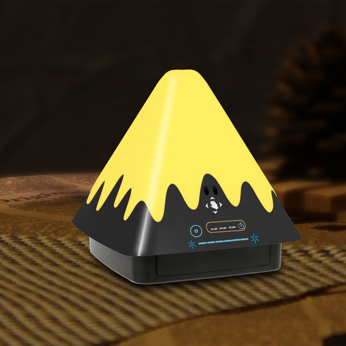 GemGear touch control night light pyramid with yellow glow, black base 8color and 6lvl dim on Tampa Home & Garden Store