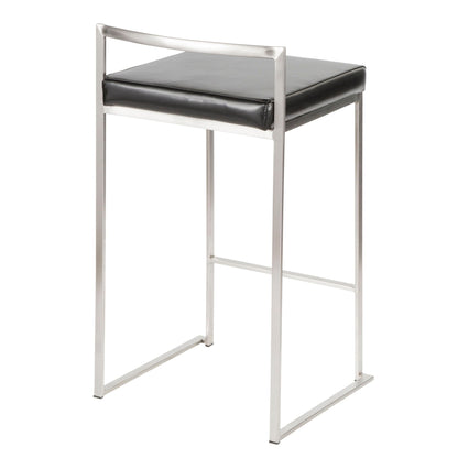 Contemporary stackable counter stool with padded black seat and chrome frame HouseOfZazla on Tampa Home & Garden Store
