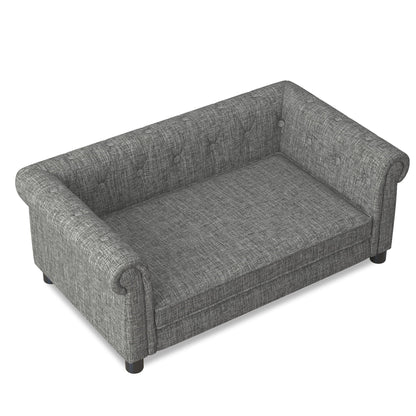 Modern Elegant Rectangle Pet Bed elevated dog sofa in gray fabric by HouseOfZazla on Tampa Home & Garden Store
