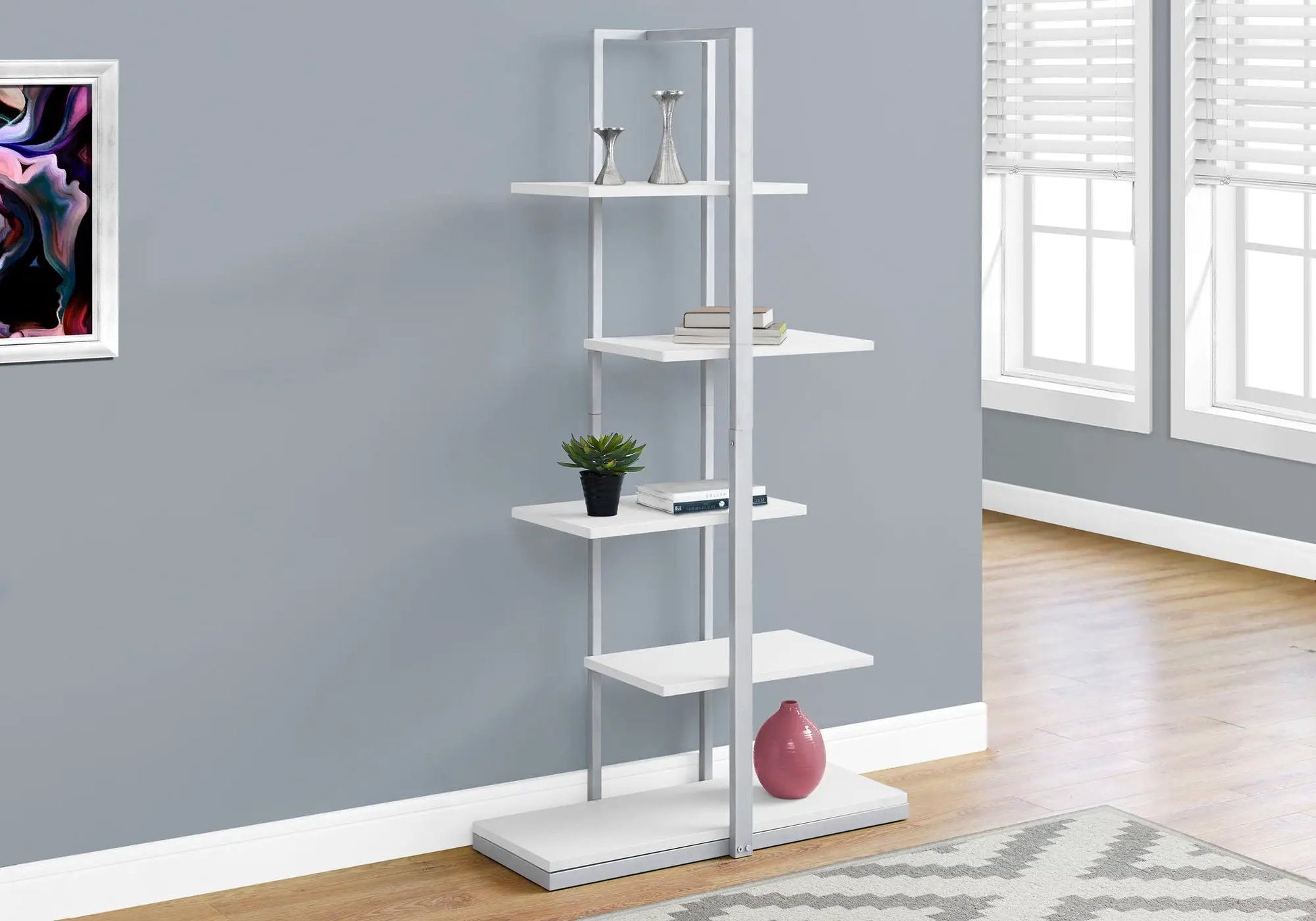 Etageres 5-tier white bookcase with metal frame for office by Unique Piece Furniture on Tampa Home & Garden Store